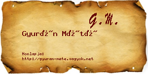 Gyurán Máté névjegykártya